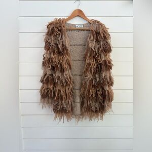 L. paulet 100% Alpaca Shaggy Open Cardigan Sweater